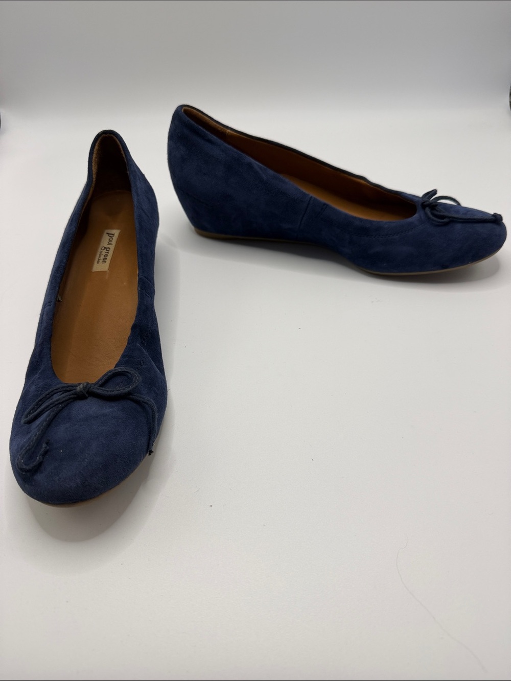 Paul Green Navy Suede Leather  Wedge Ballet Flats US 8 UK 5.5